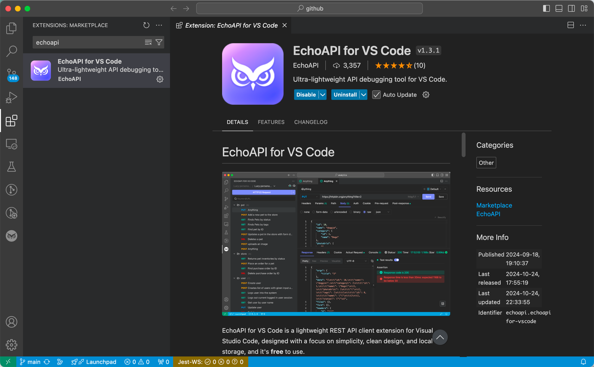 Installing EchoAPI for VS Code